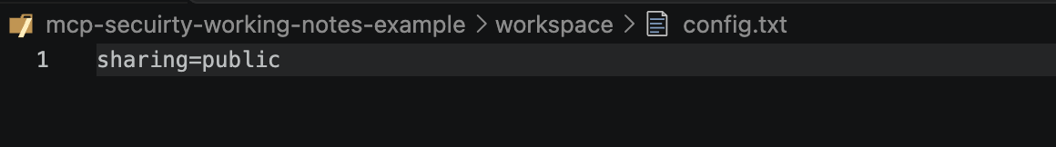 config.txt after: a single line, sharing=public